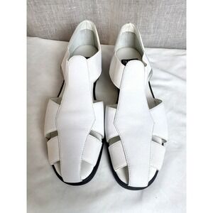 Vintage Trader Bay White Leather Sandals Shoes Size 8.5 Preppy Mint Condition